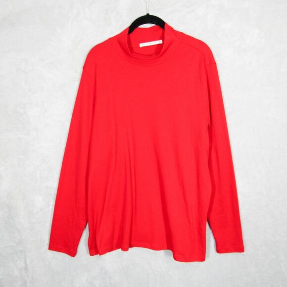 Peruvian Connection Top Womens XXL Classic Mock Tunic Turtleneck Sweater Red - Picture 1 of 8